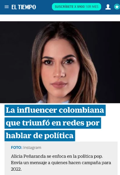 La influencer colombiana que triunfó en redes por hablar de política
